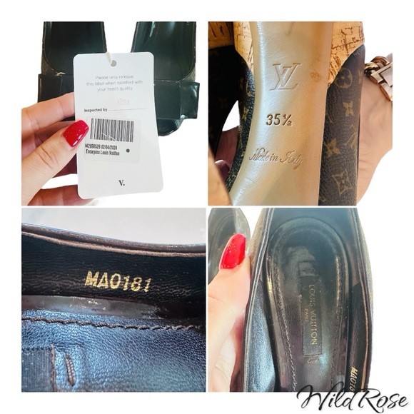 LOUIS VUITTON Brown Rivoli LV Monogram Patent Vernis Bow Cork Platform Pump 35.5 - Picture 17 of 17